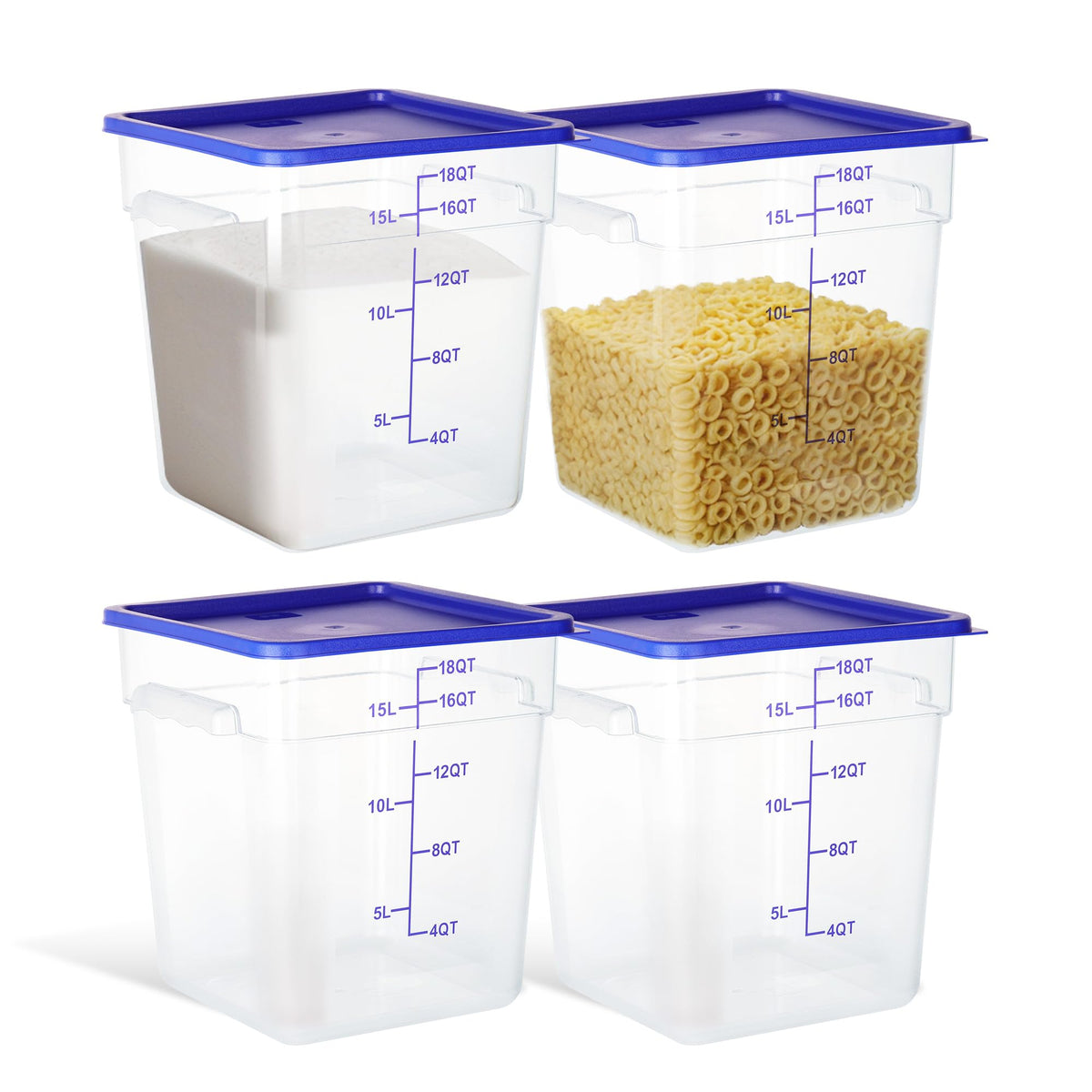 4 Pack 22QT Square Food Storage Containers with Lids