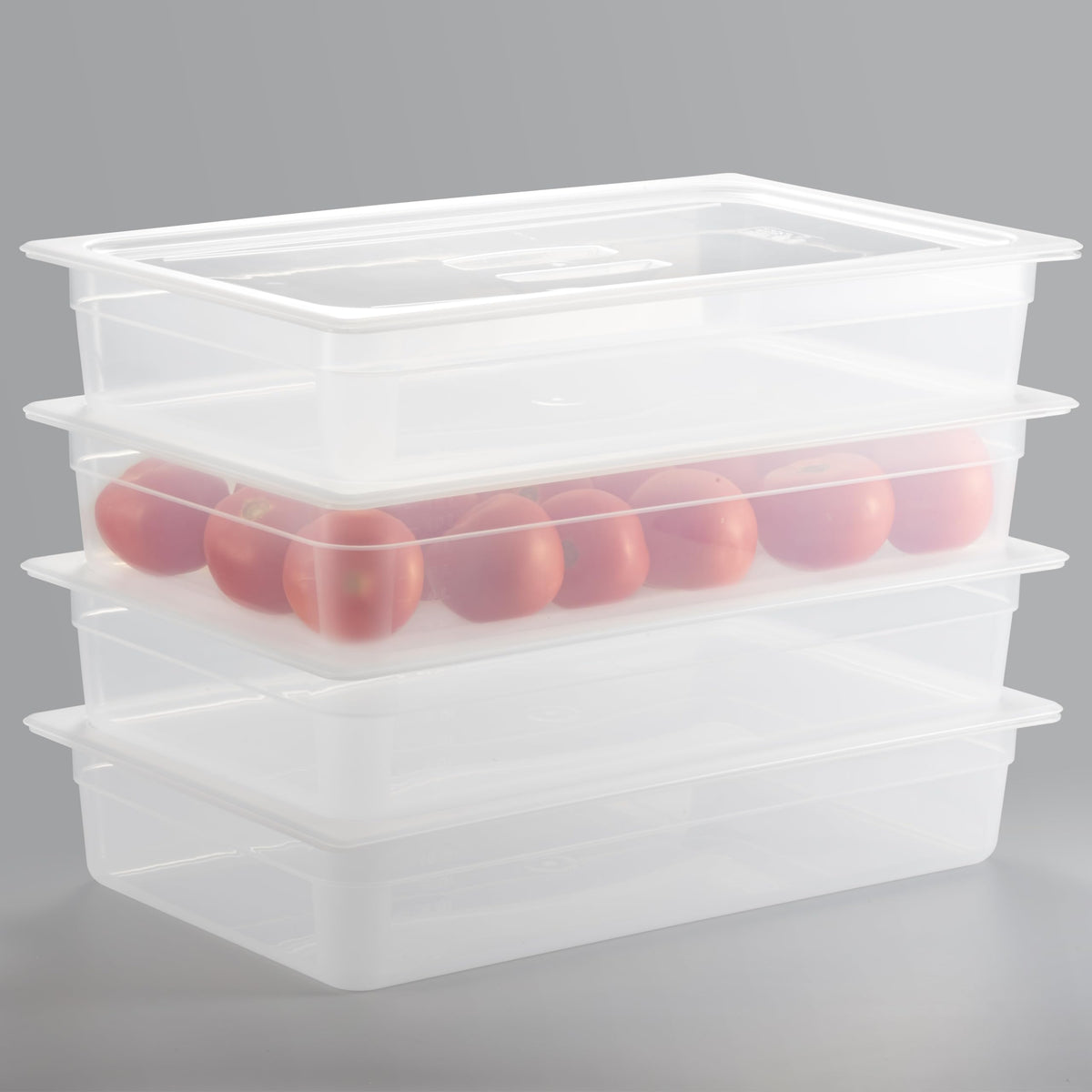 CURTA 4-Pack Full Size 6" Deep Food Pan with Handled Lid – NSF Commercial-Grade Translucent Polypropylene, Stackable Freezer-Safe Storage for Restaurants, Catering & Buffets