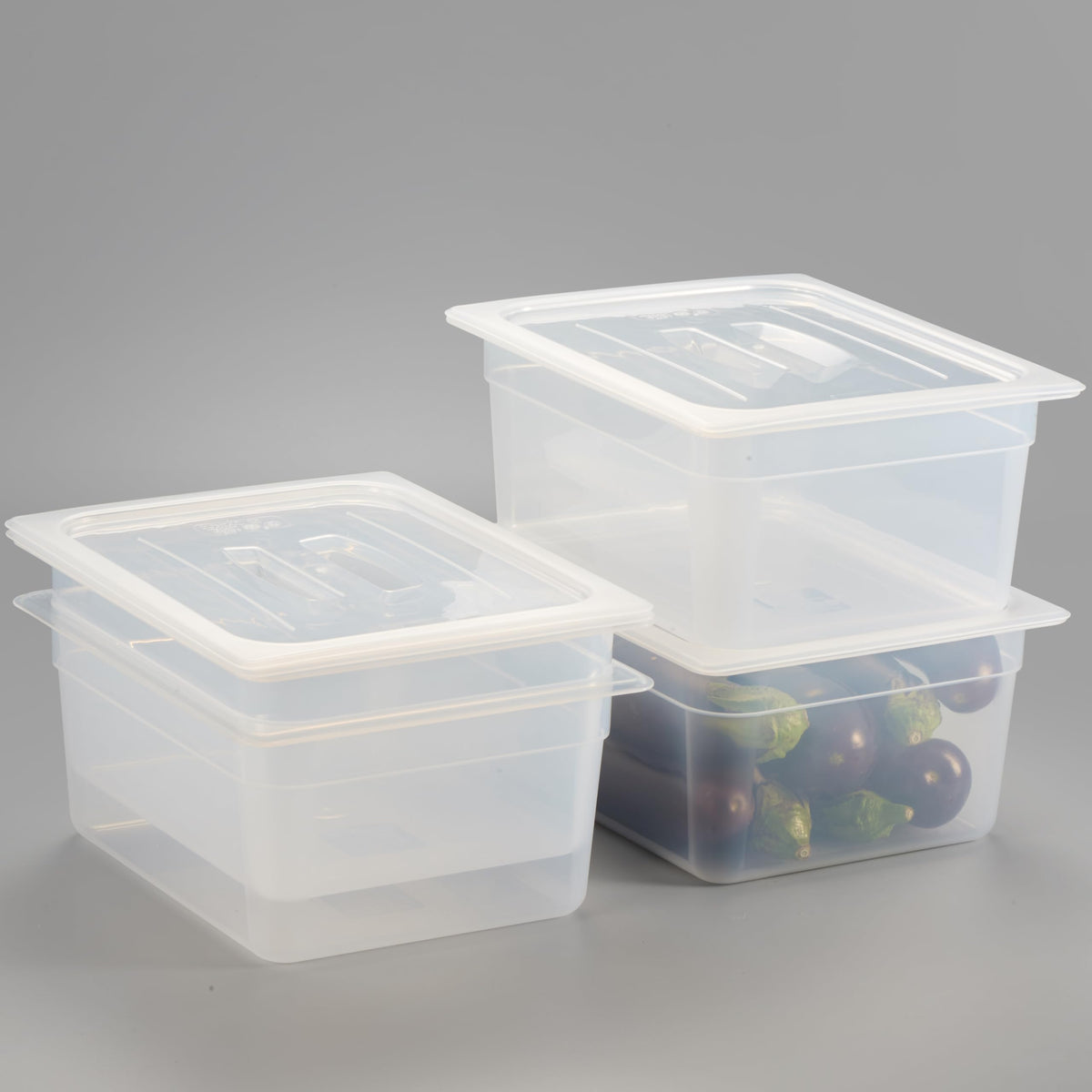 CURTA 4-Pack Full Size 6" Deep Food Pan with Handled Lid – NSF Commercial-Grade Translucent Polypropylene, Stackable Freezer-Safe Storage for Restaurants, Catering & Buffets