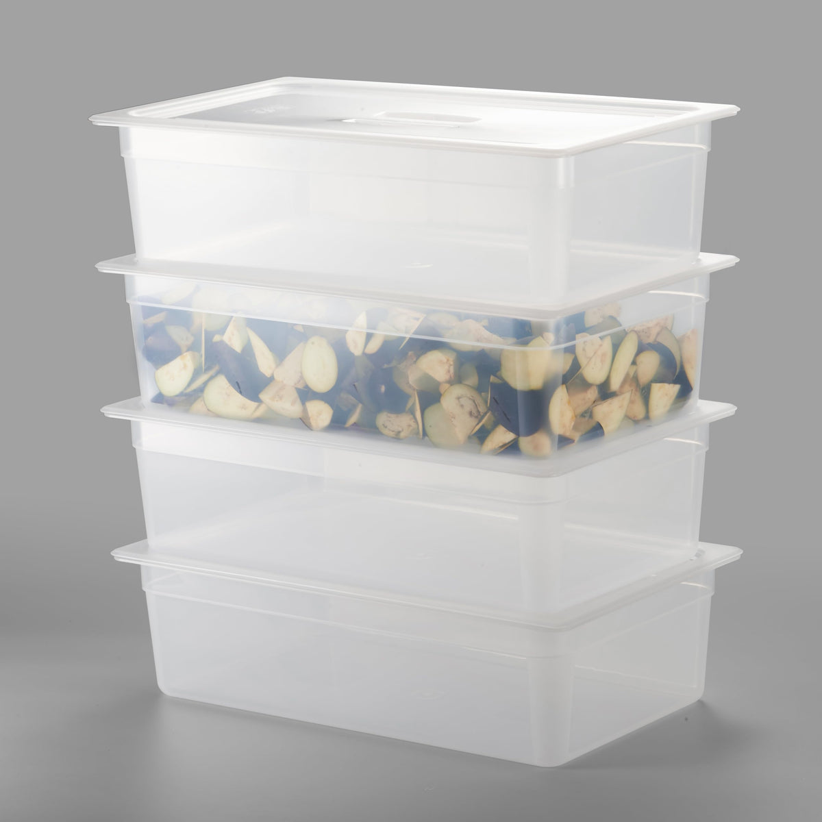 CURTA 4-Pack Full Size 6" Deep Food Pan with Handled Lid – NSF Commercial-Grade Translucent Polypropylene, Stackable Freezer-Safe Storage for Restaurants, Catering & Buffets
