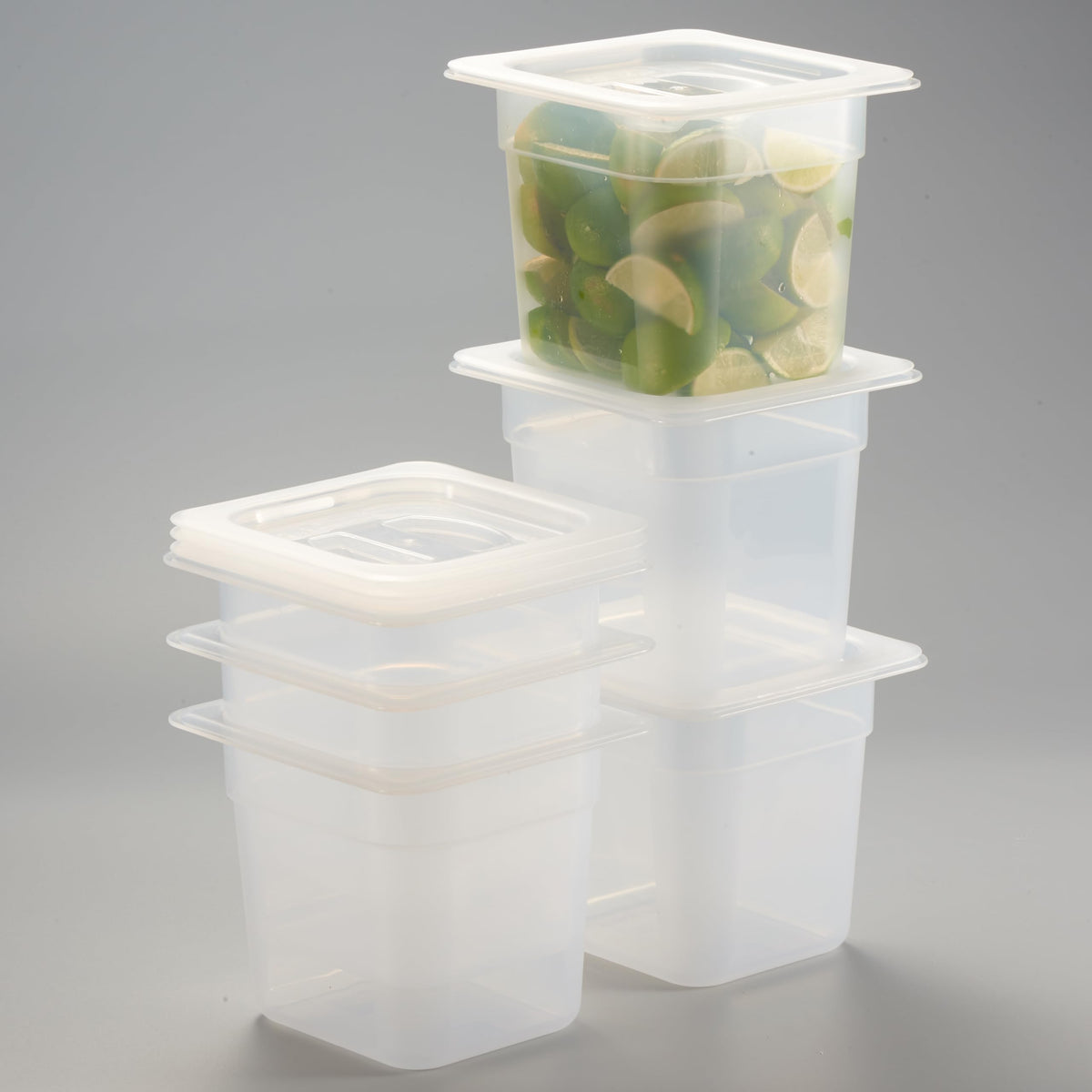 CURTA 4-Pack Full Size 6" Deep Food Pan with Handled Lid – NSF Commercial-Grade Translucent Polypropylene, Stackable Freezer-Safe Storage for Restaurants, Catering & Buffets