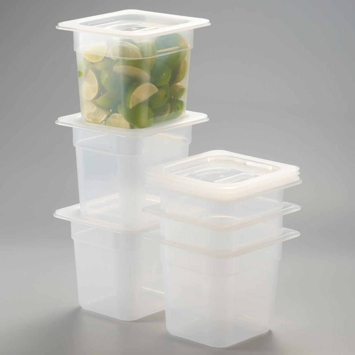 CURTA 4-Pack Full Size 6" Deep Food Pan with Handled Lid – NSF Commercial-Grade Translucent Polypropylene, Stackable Freezer-Safe Storage for Restaurants, Catering & Buffets