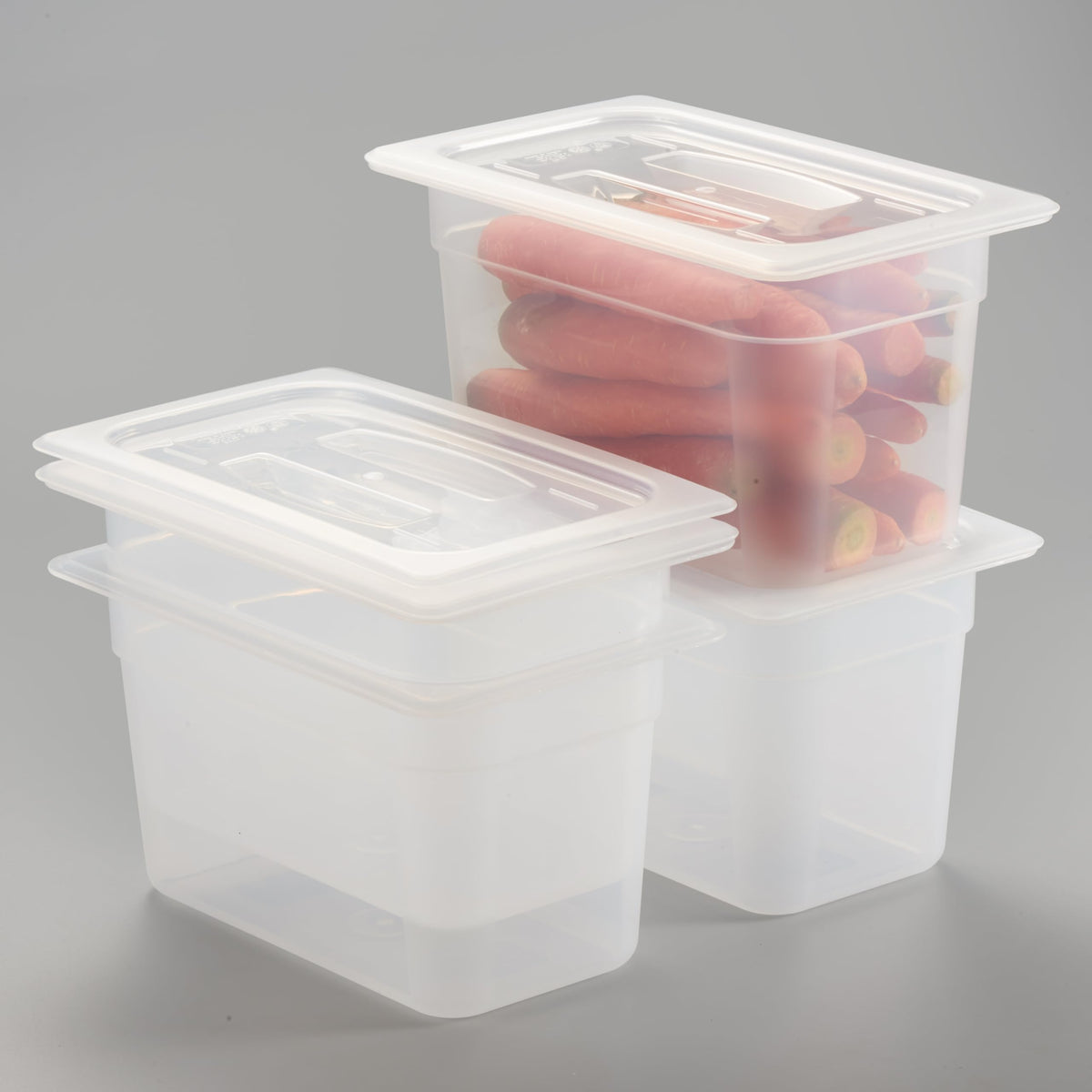 CURTA 4-Pack Full Size 6" Deep Food Pan with Handled Lid – NSF Commercial-Grade Translucent Polypropylene, Stackable Freezer-Safe Storage for Restaurants, Catering & Buffets