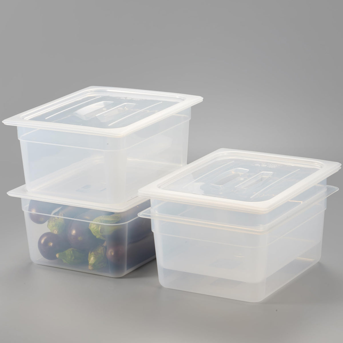 CURTA 4-Pack Full Size 6" Deep Food Pan with Handled Lid – NSF Commercial-Grade Translucent Polypropylene, Stackable Freezer-Safe Storage for Restaurants, Catering & Buffets