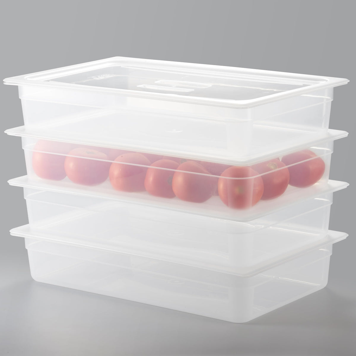 CURTA 4-Pack Full Size 6" Deep Food Pan with Handled Lid – NSF Commercial-Grade Translucent Polypropylene, Stackable Freezer-Safe Storage for Restaurants, Catering & Buffets