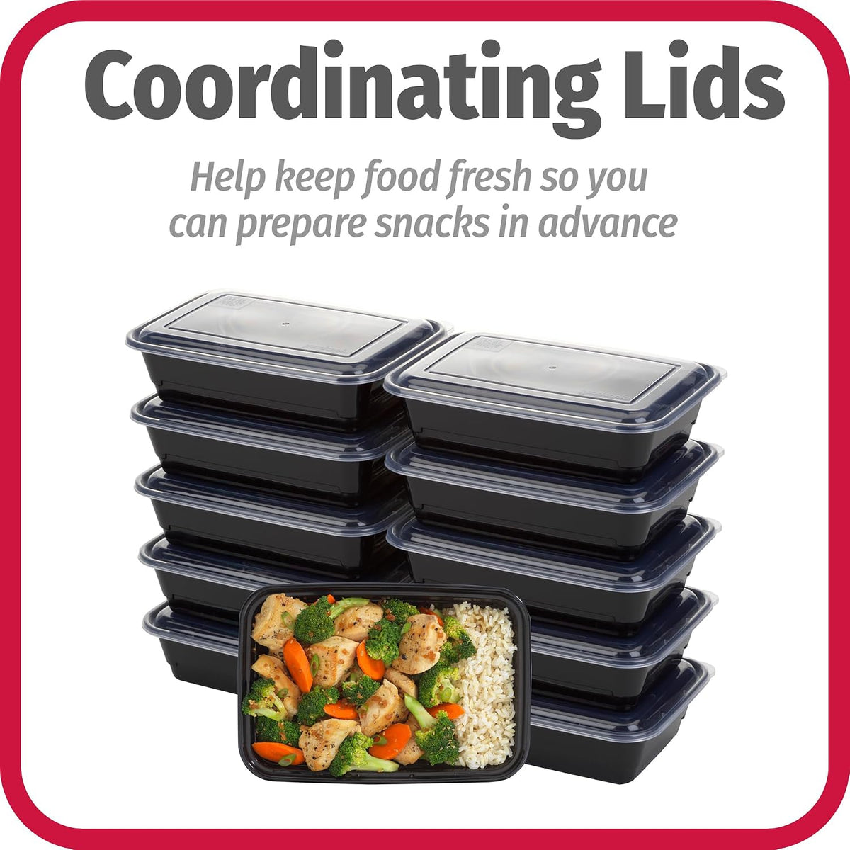 GoodCook Meal Prep Containers, Single Compartment 10-Pack