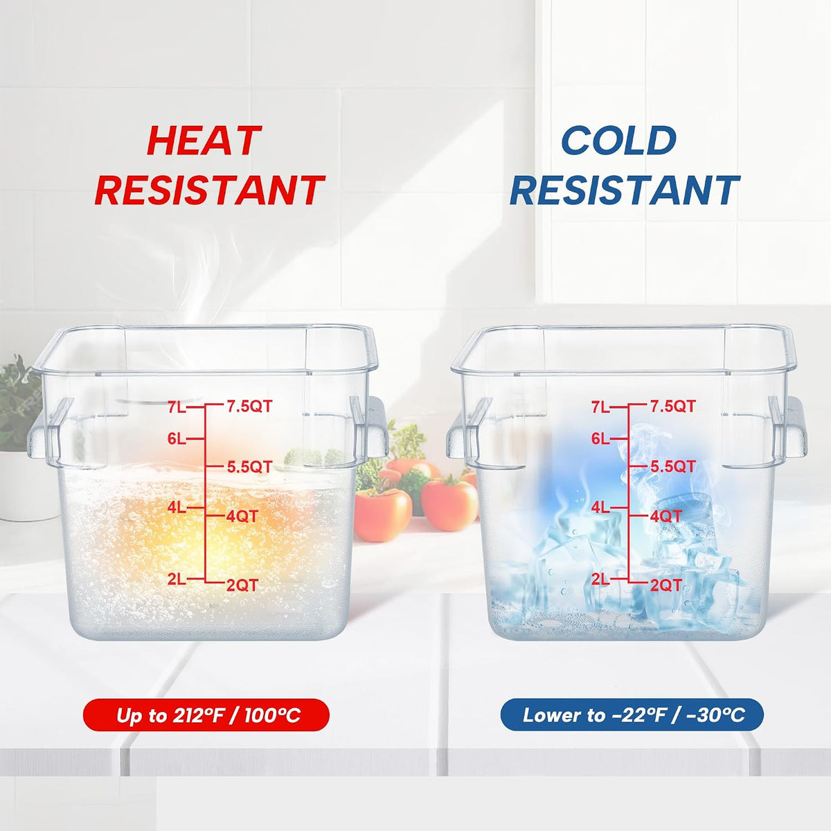 4 Pack 8QT Square Food Storage Containers with Lids