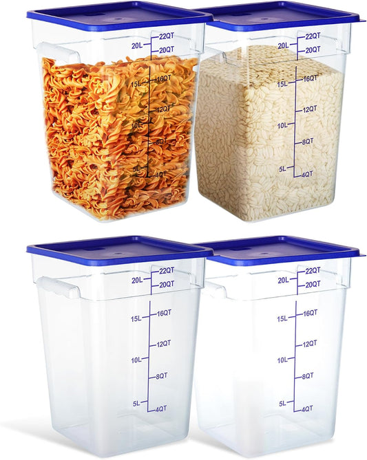 4 Pack 22QT Square Food Storage Containers with Lids