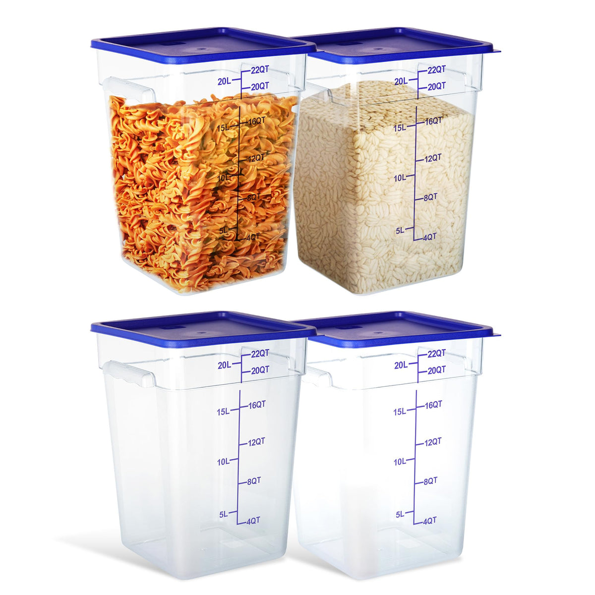 4 Pack 8QT Square Food Storage Containers with Lids