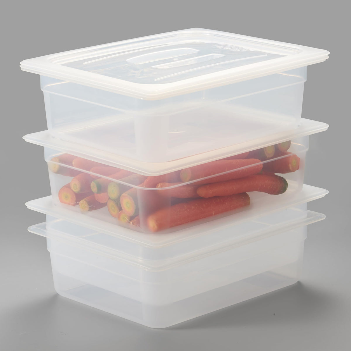 CURTA 4-Pack Full Size 6" Deep Food Pan with Handled Lid – NSF Commercial-Grade Translucent Polypropylene, Stackable Freezer-Safe Storage for Restaurants, Catering & Buffets