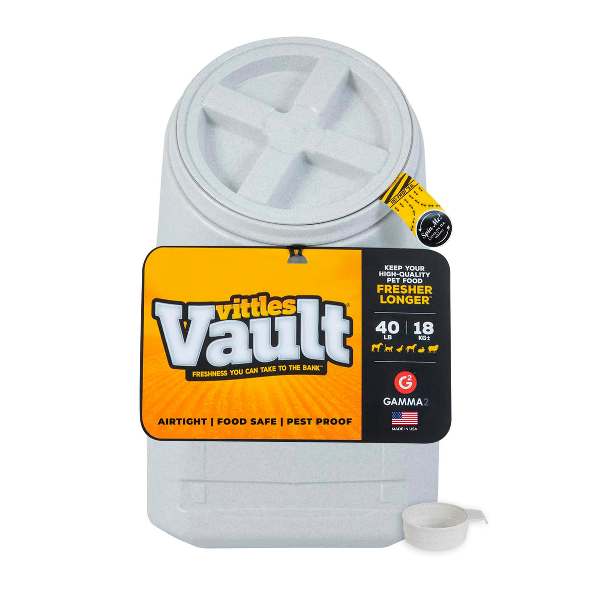 Vittles Vault Airtight Pet Food Storage Container + Scoop, Fits Up to 50lbs