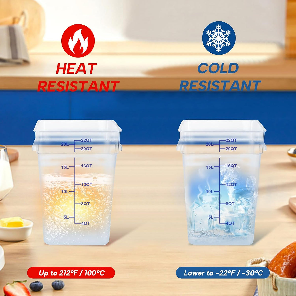 4 Pack 22QT Square Food Storage Containers with Lids