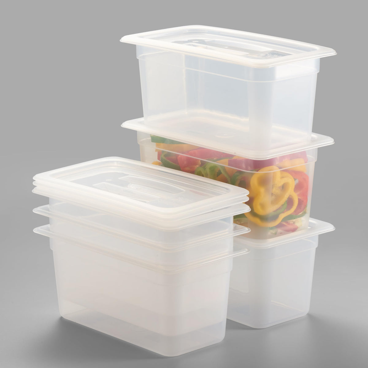CURTA 4-Pack Full Size 6" Deep Food Pan with Handled Lid – NSF Commercial-Grade Translucent Polypropylene, Stackable Freezer-Safe Storage for Restaurants, Catering & Buffets