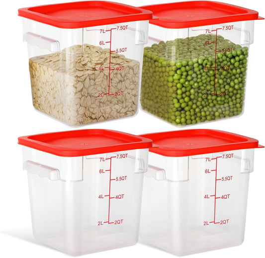 4 Pack 8QT Square Food Storage Containers with Lids