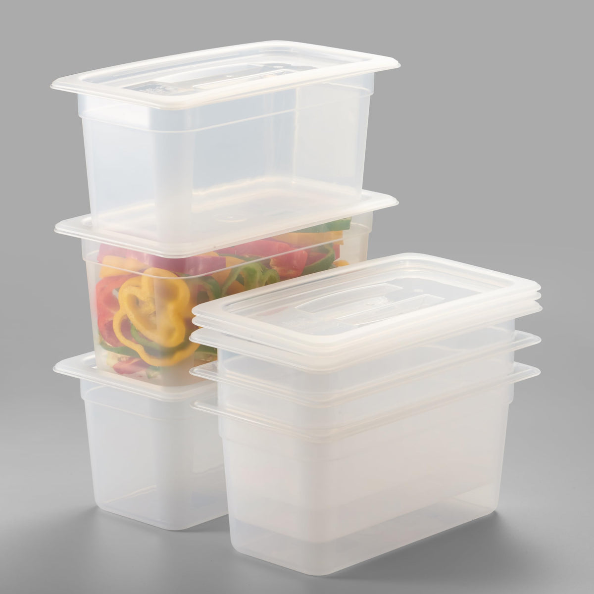 CURTA 4-Pack Full Size 6" Deep Food Pan with Handled Lid – NSF Commercial-Grade Translucent Polypropylene, Stackable Freezer-Safe Storage for Restaurants, Catering & Buffets