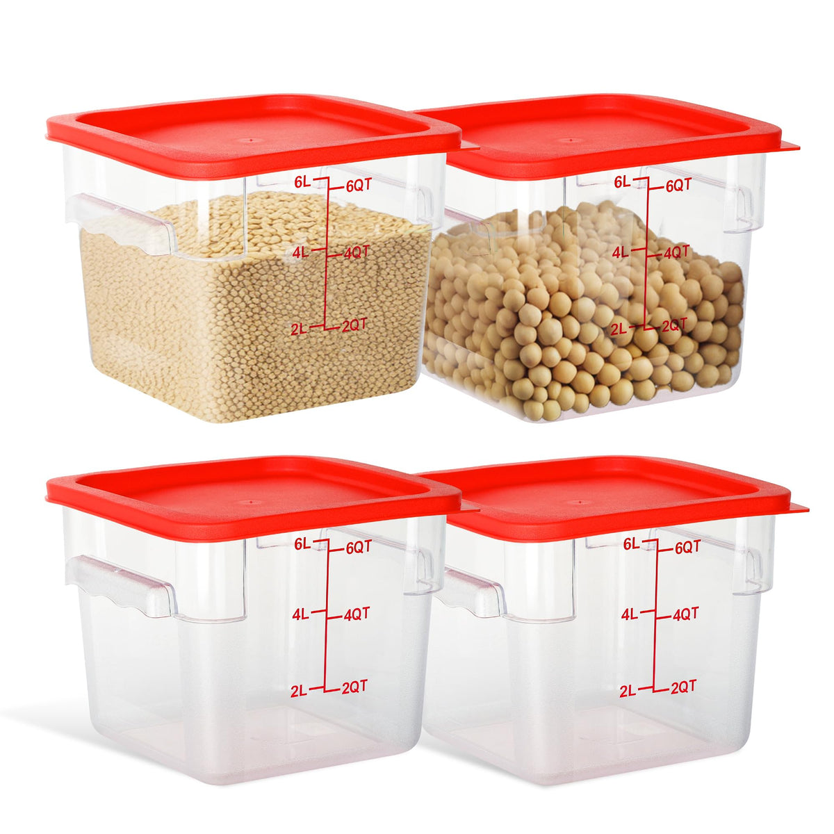 4 Pack 8QT Square Food Storage Containers with Lids