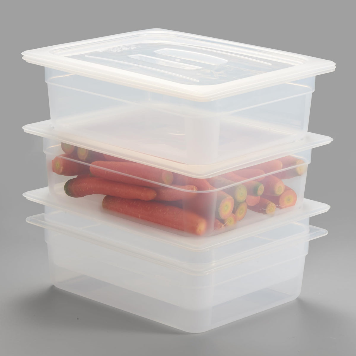 CURTA 4-Pack Full Size 6" Deep Food Pan with Handled Lid – NSF Commercial-Grade Translucent Polypropylene, Stackable Freezer-Safe Storage for Restaurants, Catering & Buffets