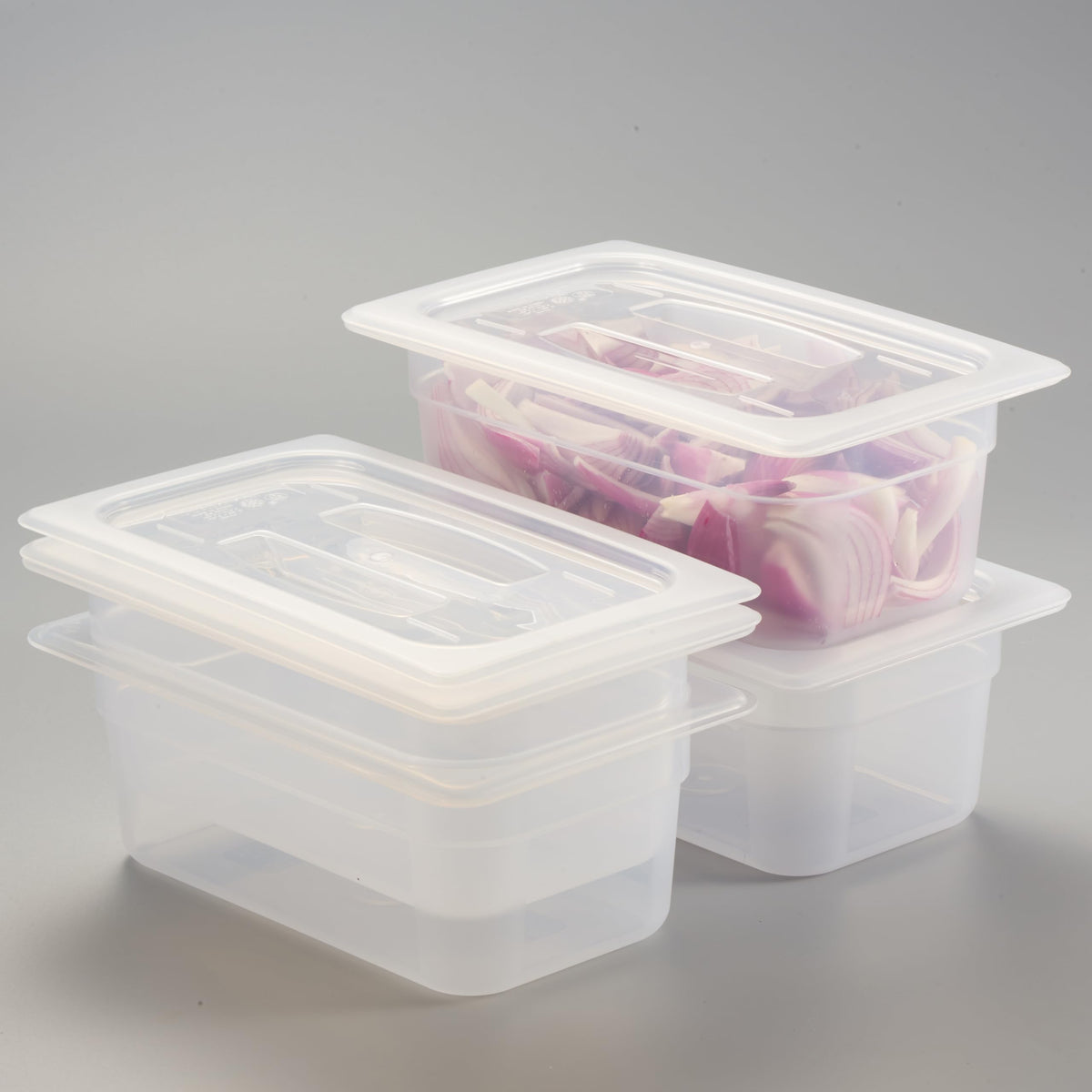 CURTA 4-Pack Full Size 6" Deep Food Pan with Handled Lid – NSF Commercial-Grade Translucent Polypropylene, Stackable Freezer-Safe Storage for Restaurants, Catering & Buffets