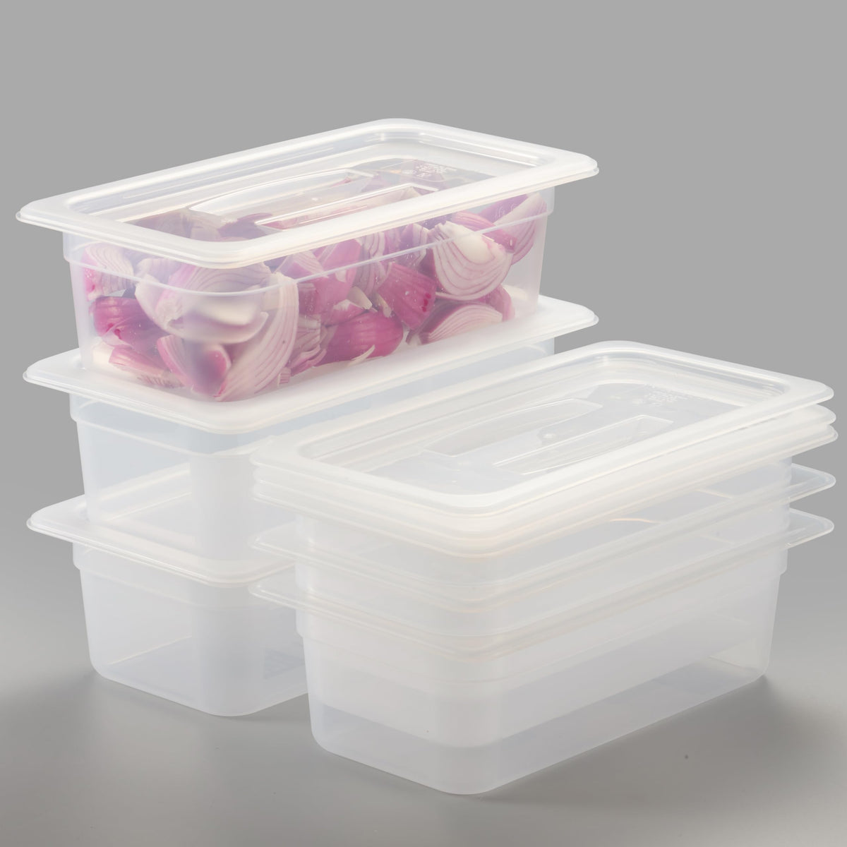 CURTA 4-Pack Full Size 6" Deep Food Pan with Handled Lid – NSF Commercial-Grade Translucent Polypropylene, Stackable Freezer-Safe Storage for Restaurants, Catering & Buffets