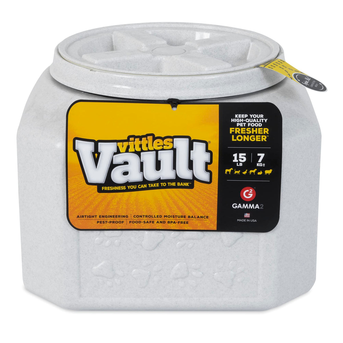 Vittles Vault Airtight Pet Food Storage Container + Scoop, Fits Up to 50lbs