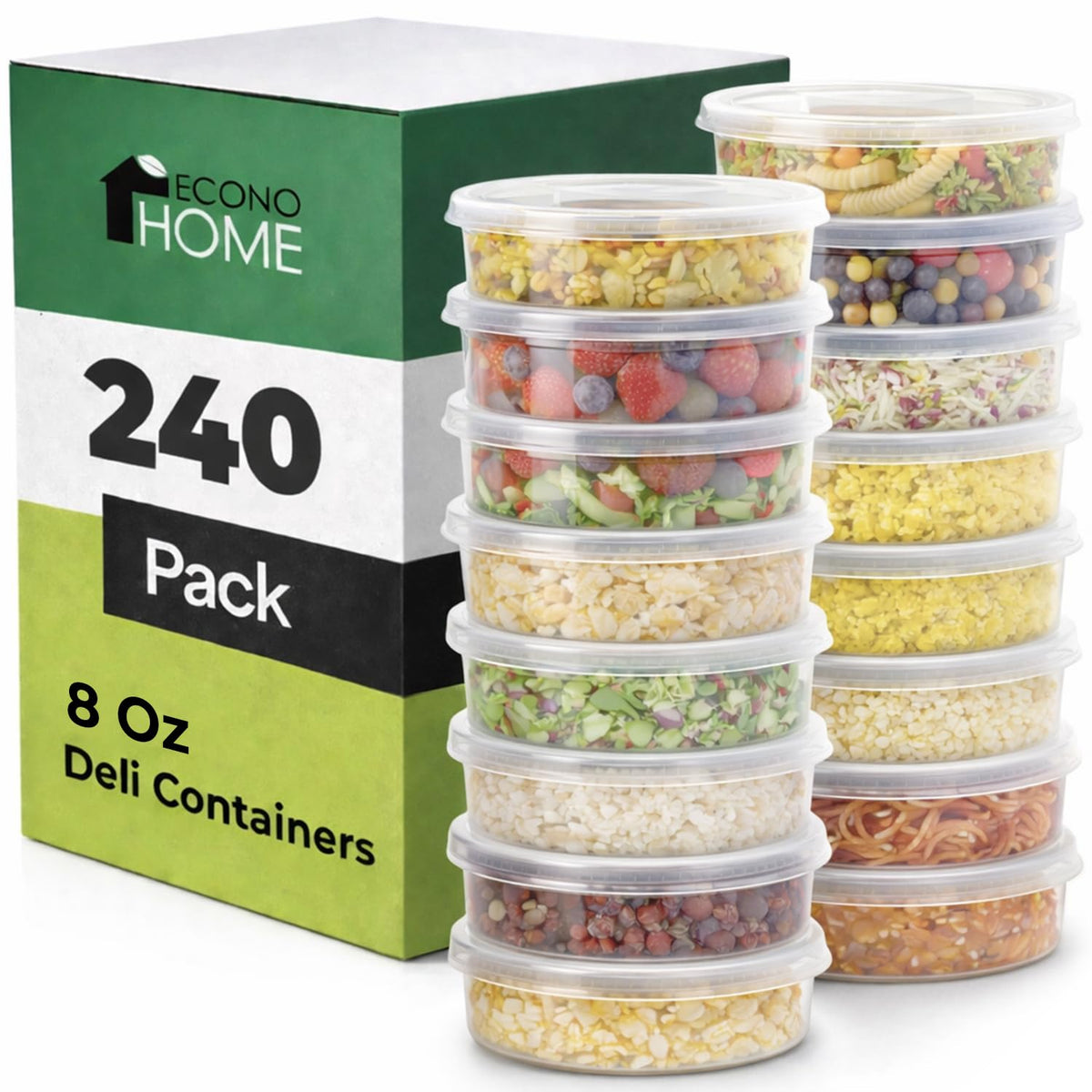 EconoHome Clear Deli Containers with Lids - 240-Pack, 32oz Plastic Containers with Lids for Food Storage, Meal Prep, Leftover, Restaurant Business, Takeout - Fridge, Microwave & Freezer-Safe