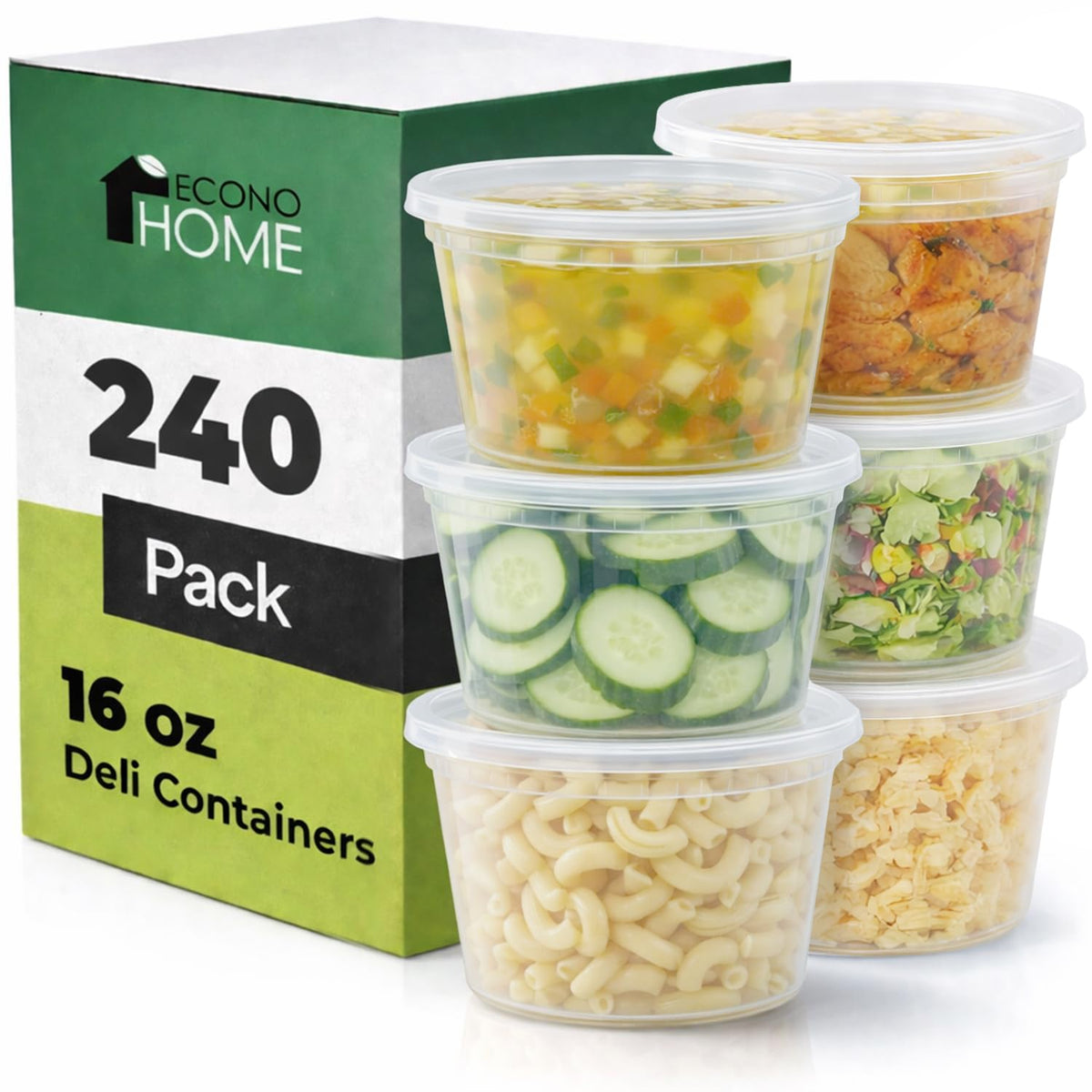 EconoHome Clear Deli Containers with Lids - 240-Pack, 32oz Plastic Containers with Lids for Food Storage, Meal Prep, Leftover, Restaurant Business, Takeout - Fridge, Microwave & Freezer-Safe