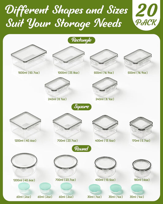 Canfanni 40 Piece Food Storage Containers with Lids, BPA-Free