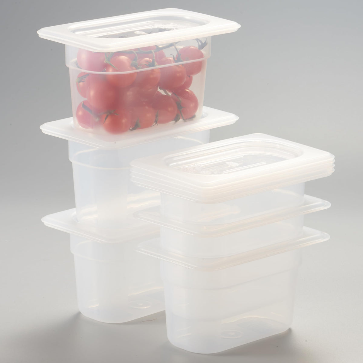 CURTA 4-Pack Full Size 6" Deep Food Pan with Handled Lid – NSF Commercial-Grade Translucent Polypropylene, Stackable Freezer-Safe Storage for Restaurants, Catering & Buffets