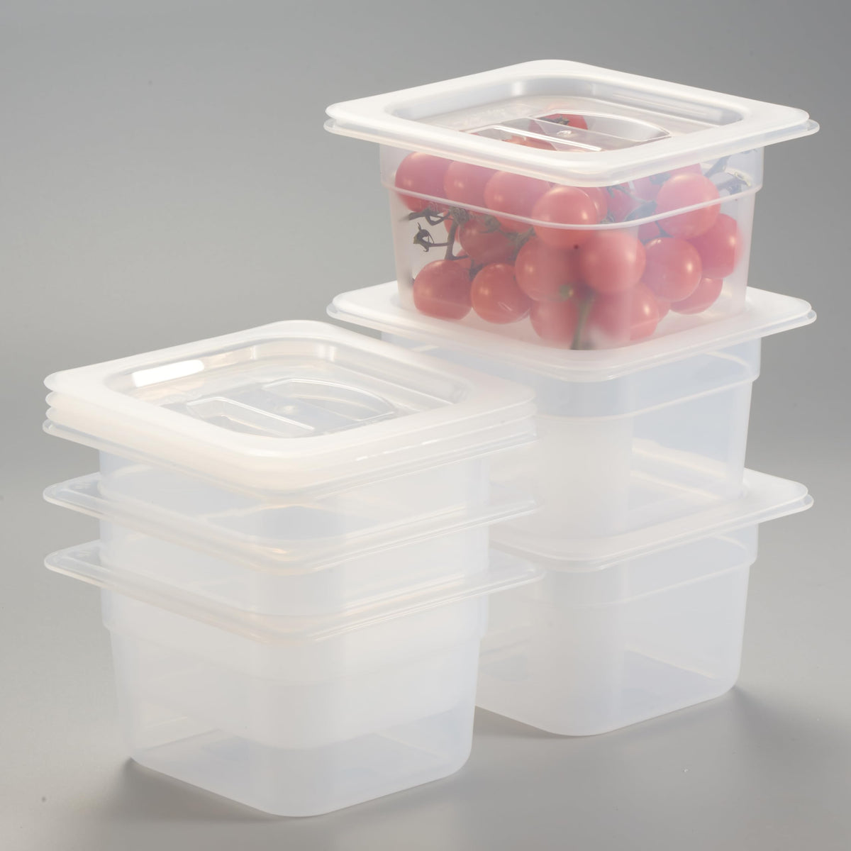 CURTA 4-Pack Full Size 6" Deep Food Pan with Handled Lid – NSF Commercial-Grade Translucent Polypropylene, Stackable Freezer-Safe Storage for Restaurants, Catering & Buffets
