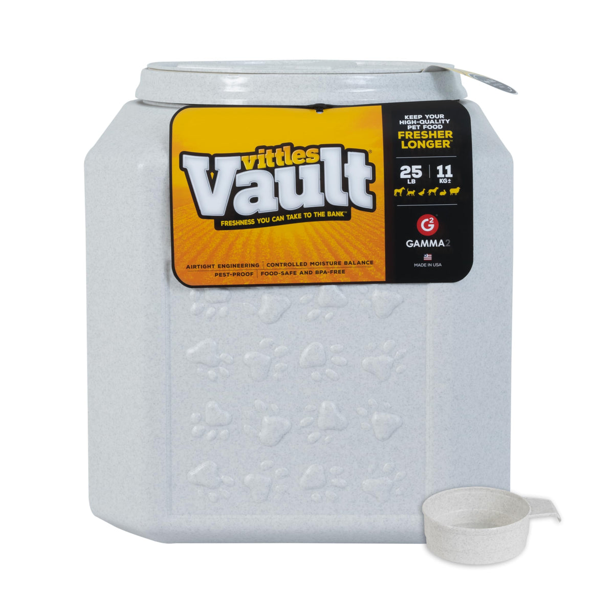 Vittles Vault Airtight Pet Food Storage Container + Scoop, Fits Up to 50lbs