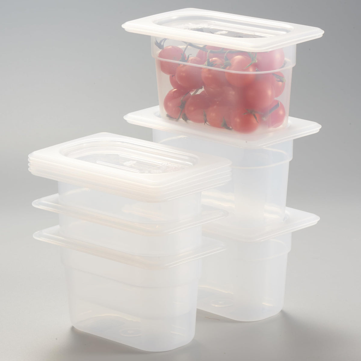 CURTA 4-Pack Full Size 6" Deep Food Pan with Handled Lid – NSF Commercial-Grade Translucent Polypropylene, Stackable Freezer-Safe Storage for Restaurants, Catering & Buffets