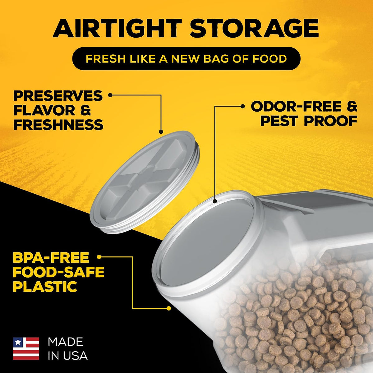 Vittles Vault Airtight Pet Food Storage Container + Scoop, Fits Up to 50lbs