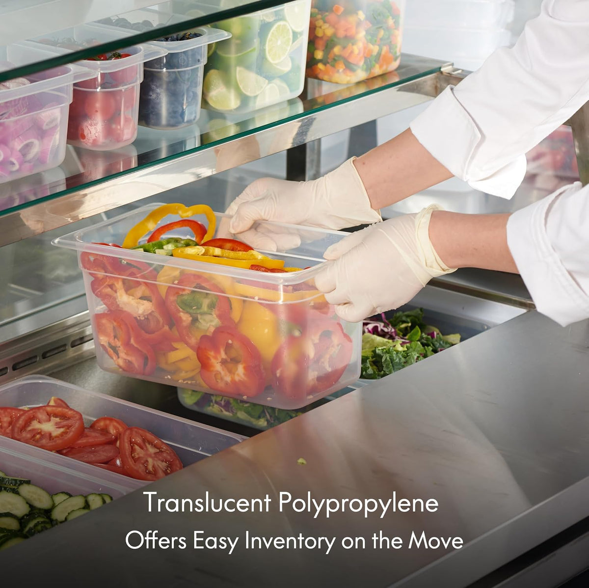 CURTA 4-Pack Full Size 6" Deep Food Pan with Handled Lid – NSF Commercial-Grade Translucent Polypropylene, Stackable Freezer-Safe Storage for Restaurants, Catering & Buffets
