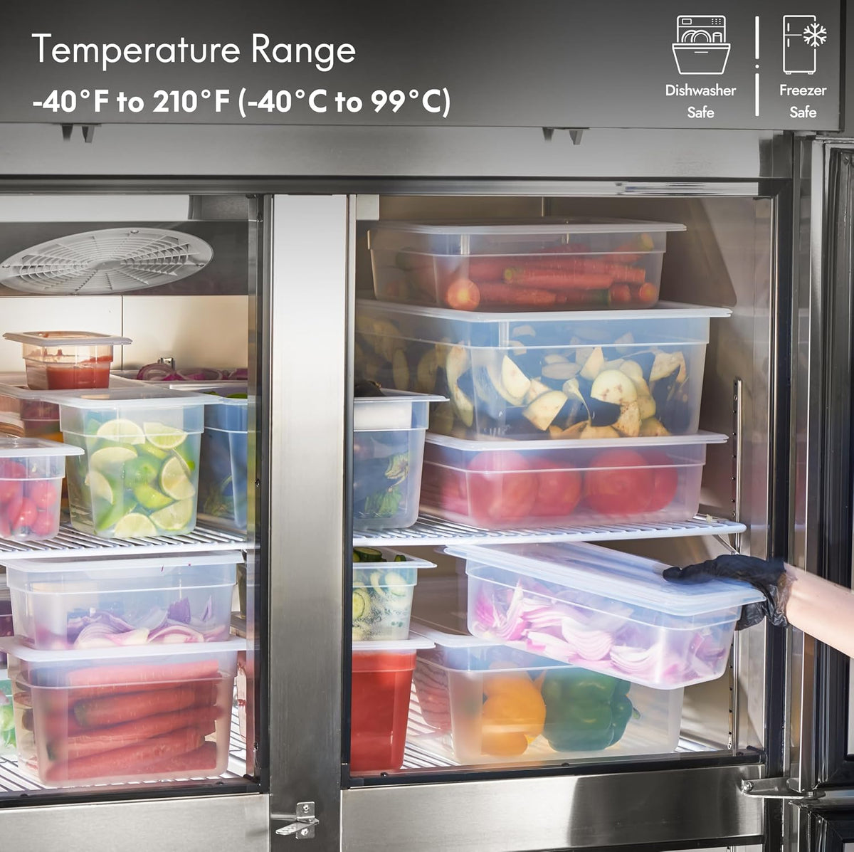 CURTA 4-Pack Full Size 6" Deep Food Pan with Handled Lid – NSF Commercial-Grade Translucent Polypropylene, Stackable Freezer-Safe Storage for Restaurants, Catering & Buffets