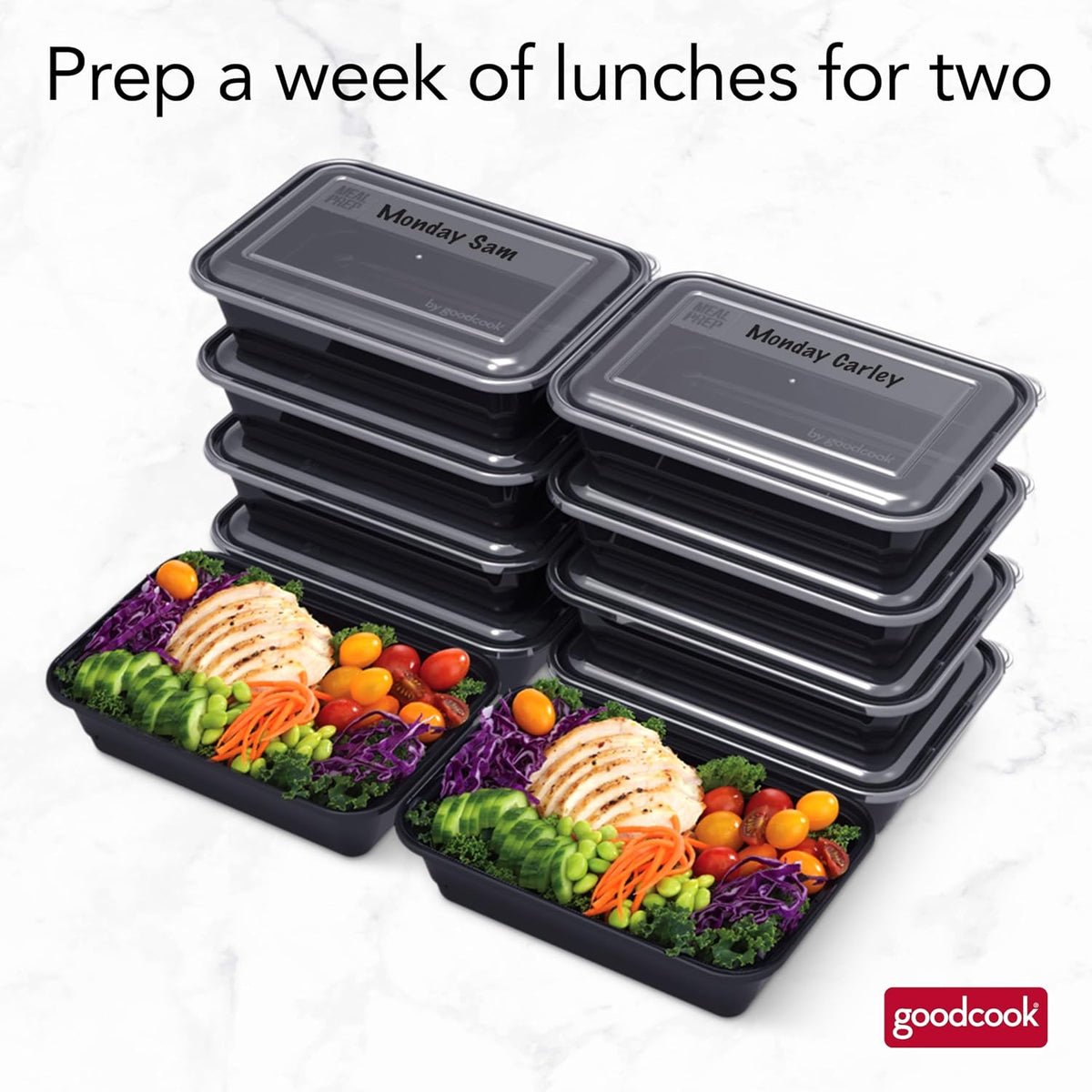 GoodCook Meal Prep Containers, Single Compartment 10-Pack